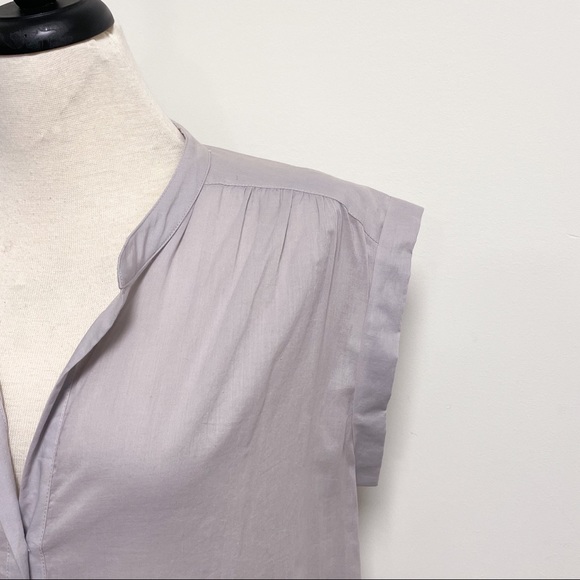 Vivienne Tam Light Gray Button Down V Neck Cuff Extended Shoulder Blouse NWT 10 - Picture 3 of 8